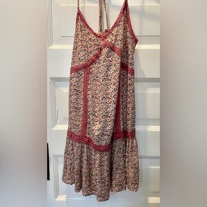American Eagle Outfitters Floral Mini Dress with Lace Trim, Medium